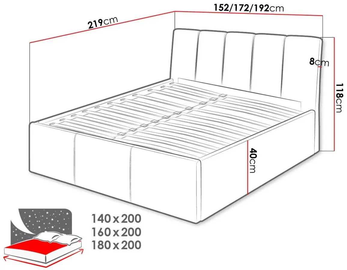 Кровать Mirjan24 Okawango/Sensi Fresh 01 с подъемным механизмом 160x200 (Beige) - 2