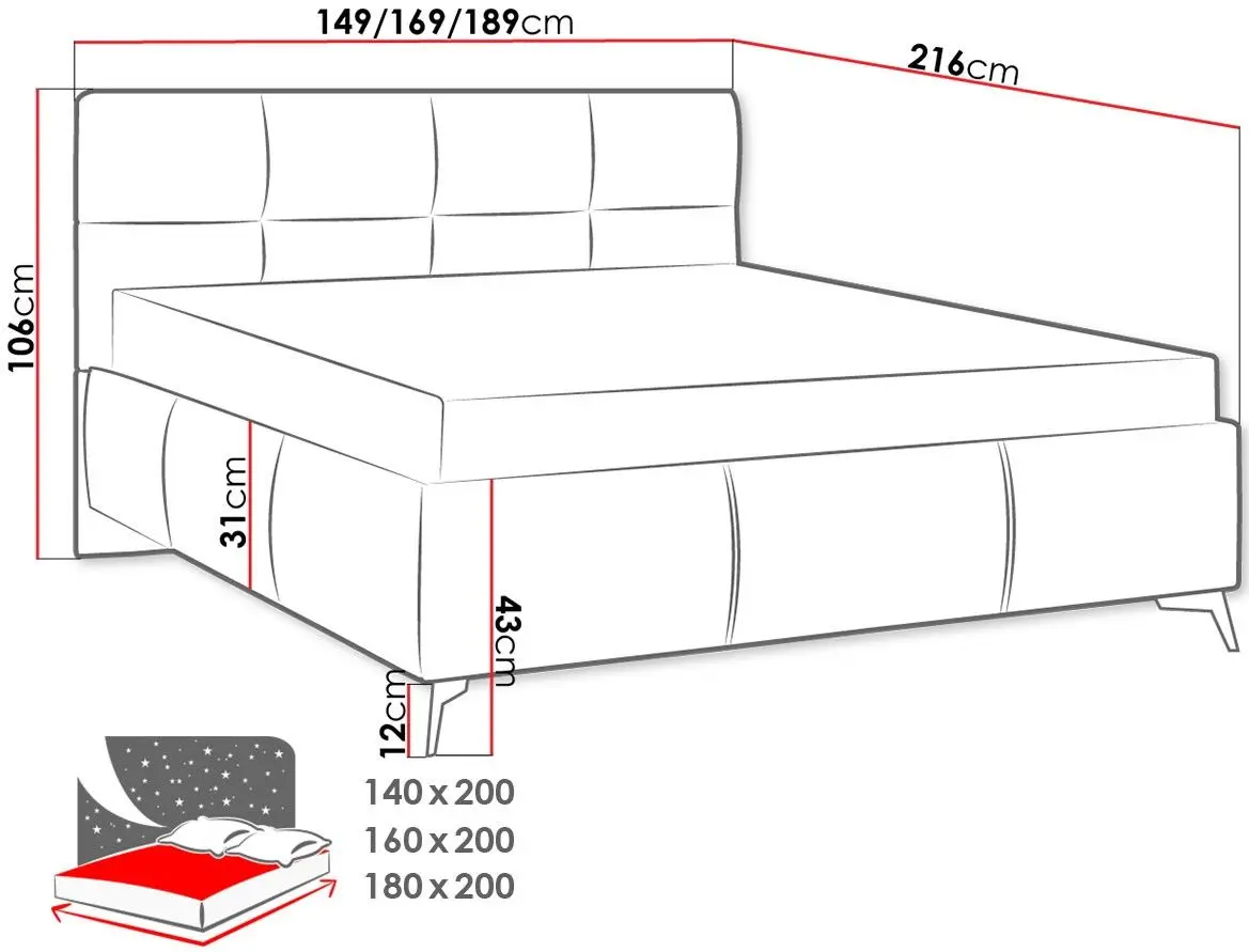 Кровать Mirjan24 Widans/Genua 140x200 (Dark Gray) - 2