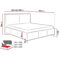 Кровать Mirjan24 Zirpu/Magnetic Fresh 01 с подъемным механизмом 180x200 (Beige) Thumb