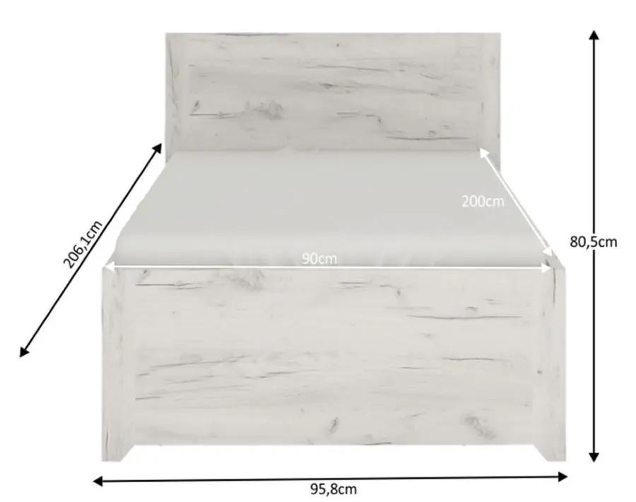 Кровать Tempo Kondela Angel Typ 90 90х200 (Craft White)