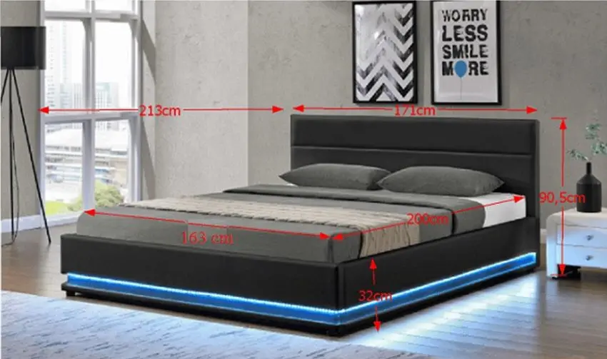 Кровать Mobhaus Birget New c LED подсветкой 160x200 (Black) - 2