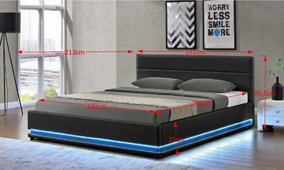 Кровать Mobhaus Birget New c LED подсветкой 180x200 (Black) - 3