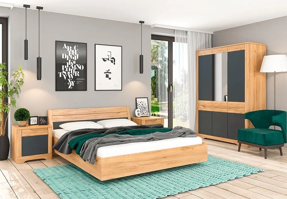 Pat Mobhaus Fidel 160x200 (Craft Oak Golden/Graphite Gray)