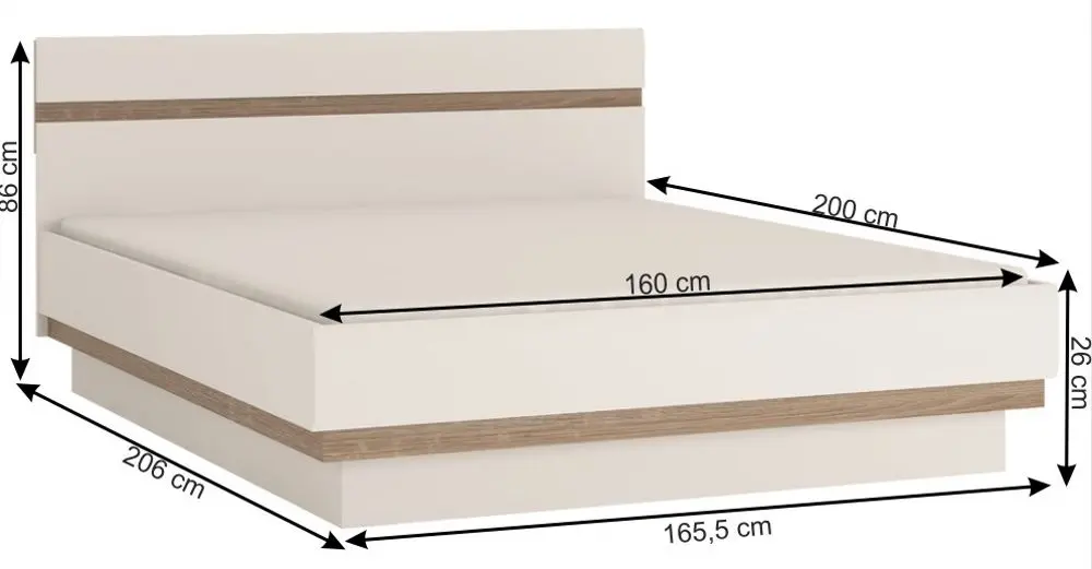 Кровать Mobhaus Lynatet Typ 160х200 (White Extra High Gloss/Sonoma Oak Truffle) - 4