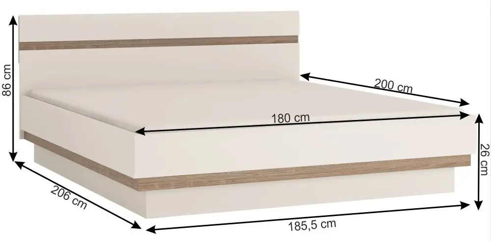 Кровать Mobhaus Lynatet Typ 180х200 (White Extra High Gloss/Sonoma Oak Truffle) - 2