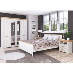 Кровать Tempo Kondela Sudbury 160x200 (Craft Oak Golden/Craft Oak White) Thumb