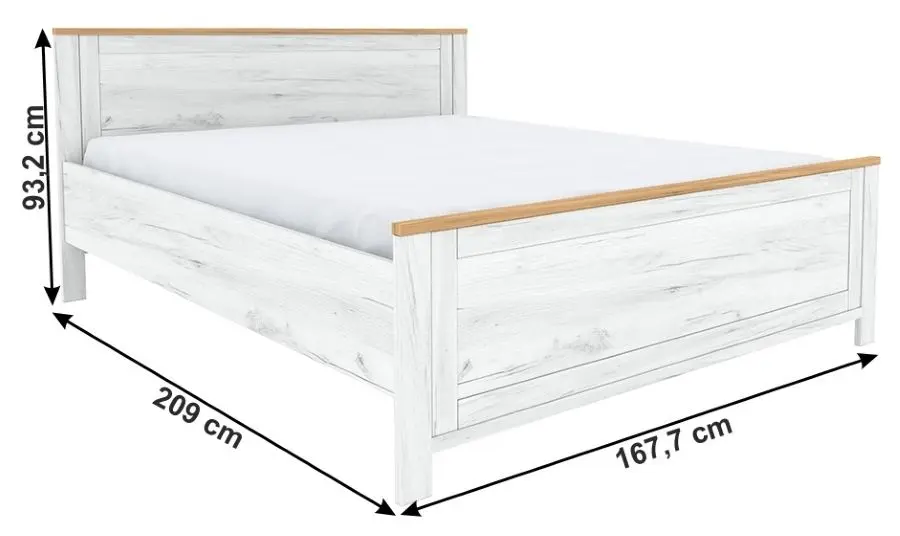 Кровать Tempo Kondela Sudbury 160x200 (Craft Oak Golden/Craft Oak White) - 3