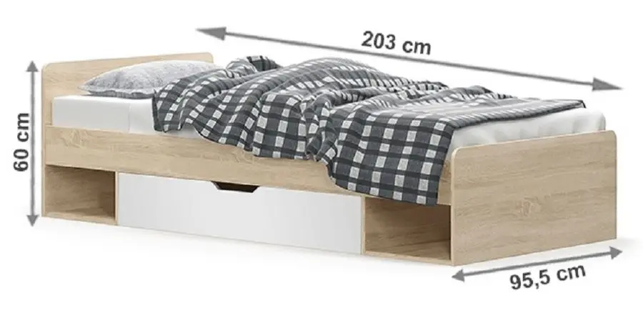 Кровать Mobhaus Teyo 90х200 (White/Sonoma Oak)