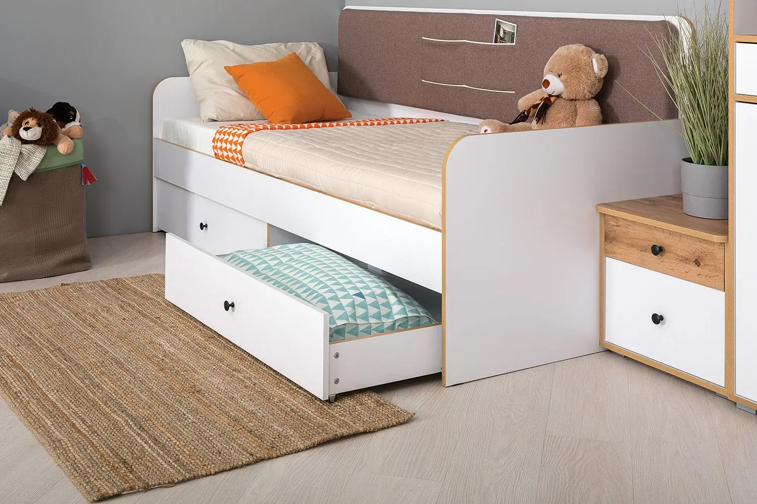 Pat Mobi Vudi 11.02 90x200 (White/Gold Oak/Savannah Latte)