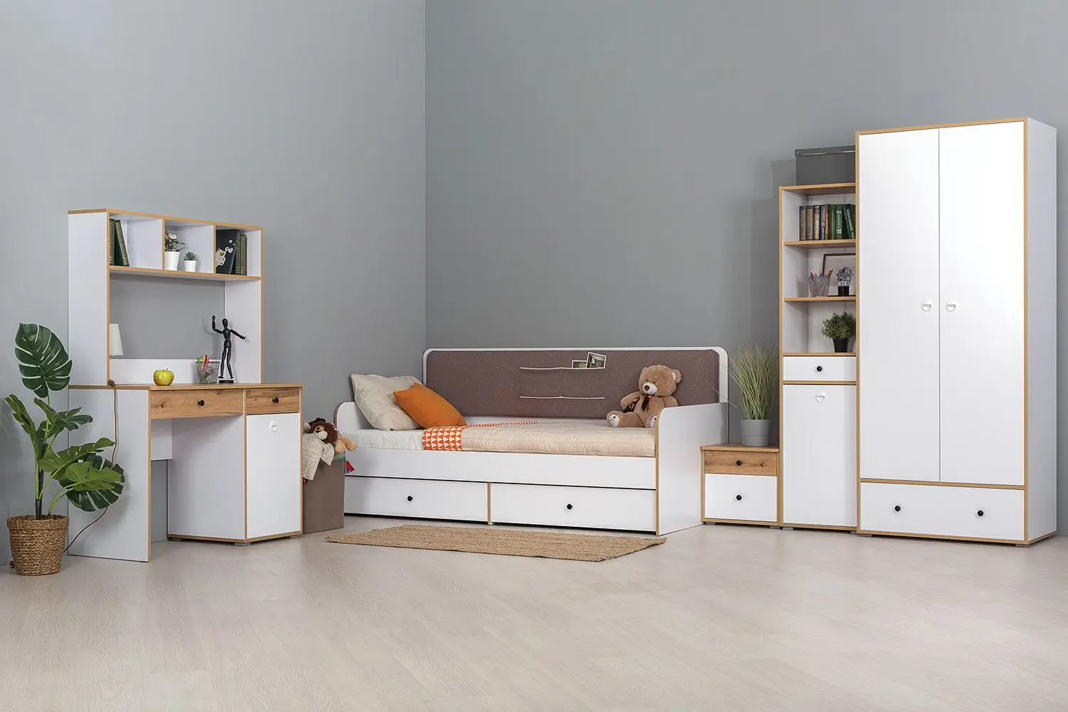 Pat Mobi Vudi 11.02 90x200 (White/Gold Oak/Savannah Latte)