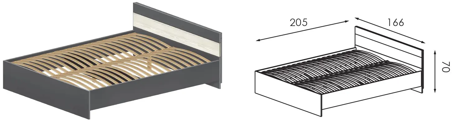 Pat Modern Komfi 160x200 (Slate Gray/Craft Oak White)