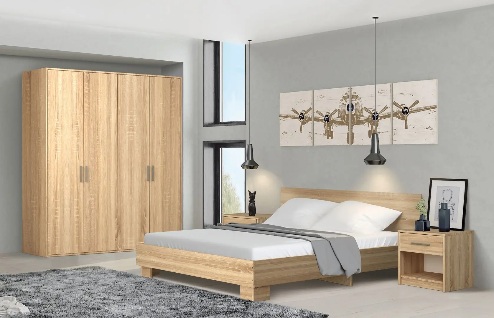 Pat Modern Tennessee baza lamele 160x200 (Sonoma Oak)