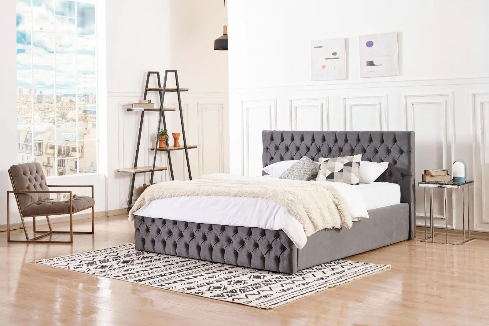 Pat Monessa Ayla Highbed 180x200 cu mecanism de ridicare Babyface 08 (Anthracite) - 4