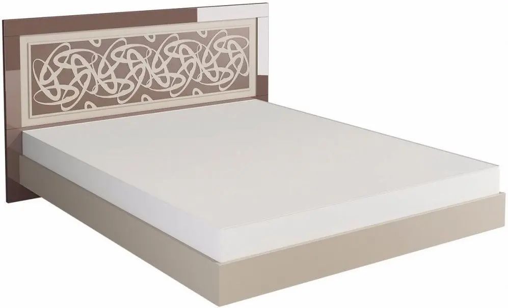 Кровать Неман Эллипс МН-118-01 160x200 с основанием (Капучино Глянец/Светло-Коричневый Глянец)