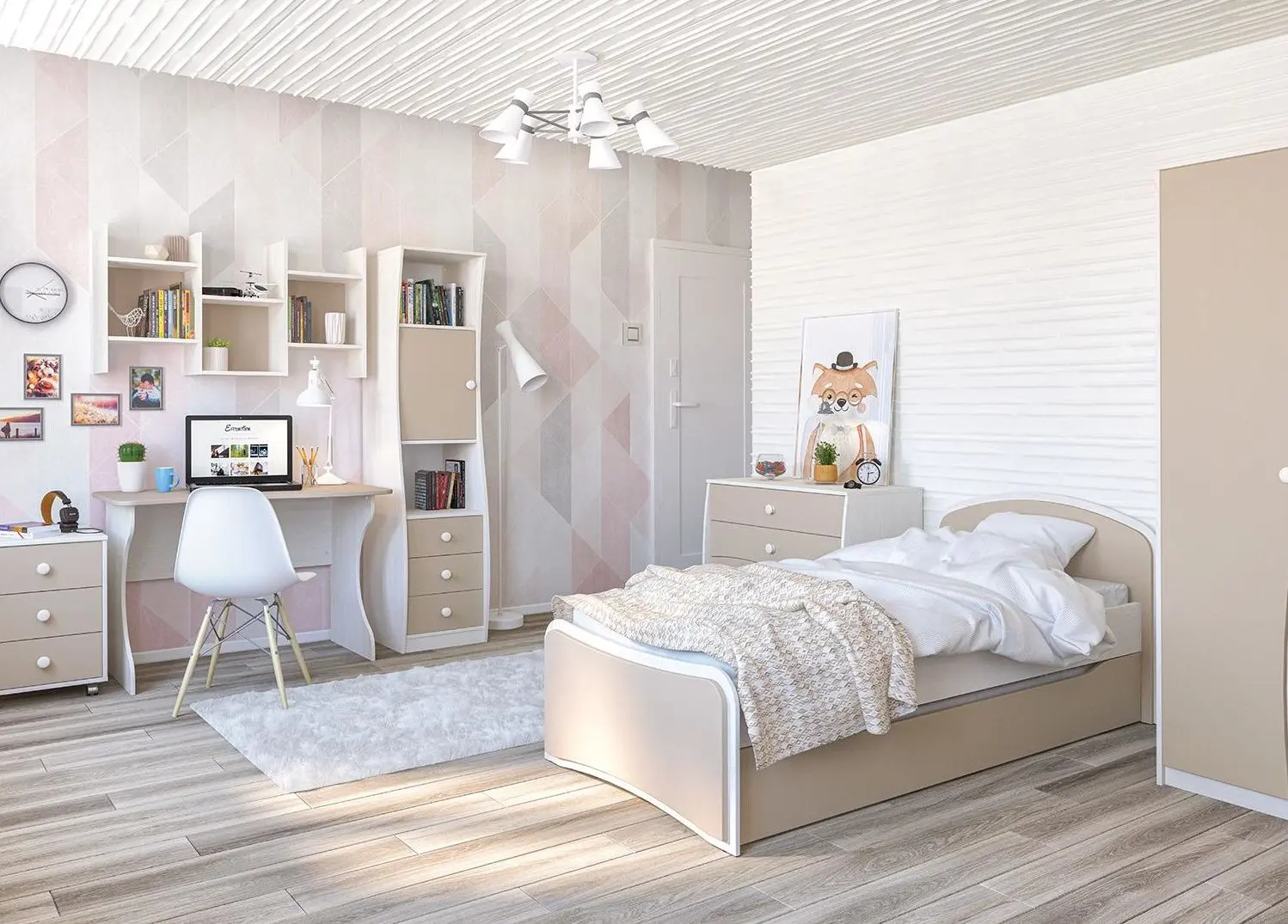 Masa de birou Неман Kombi МН-211-09 80x190 (Pine Randers/Cappuccino) - 3