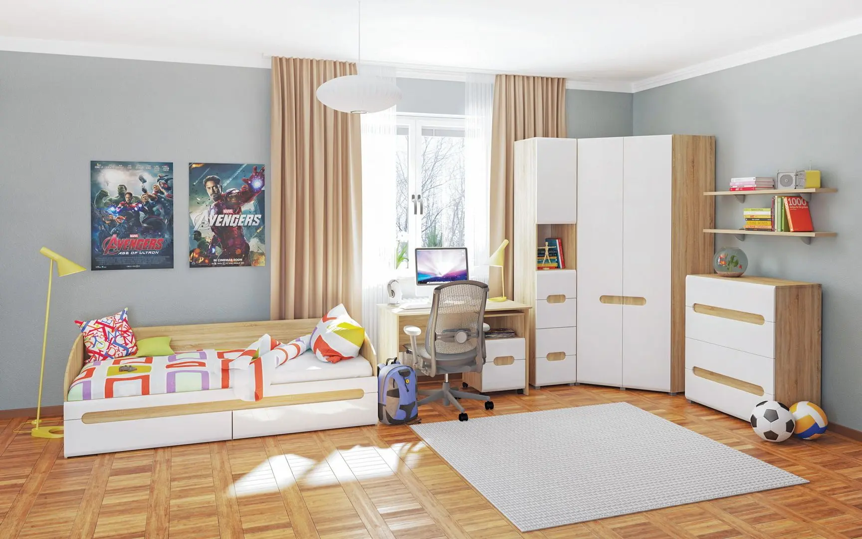 Pat Неман Leonardo МН-026-12 90x200 (Sonoma Oak/White Semi-Gloss) - 3