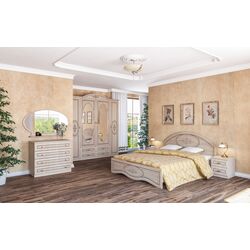 Кровать Неман Василиса К1-160МП Дуб Беленый/Патина Кофе с молоком (с подъем. мех.) Thumb