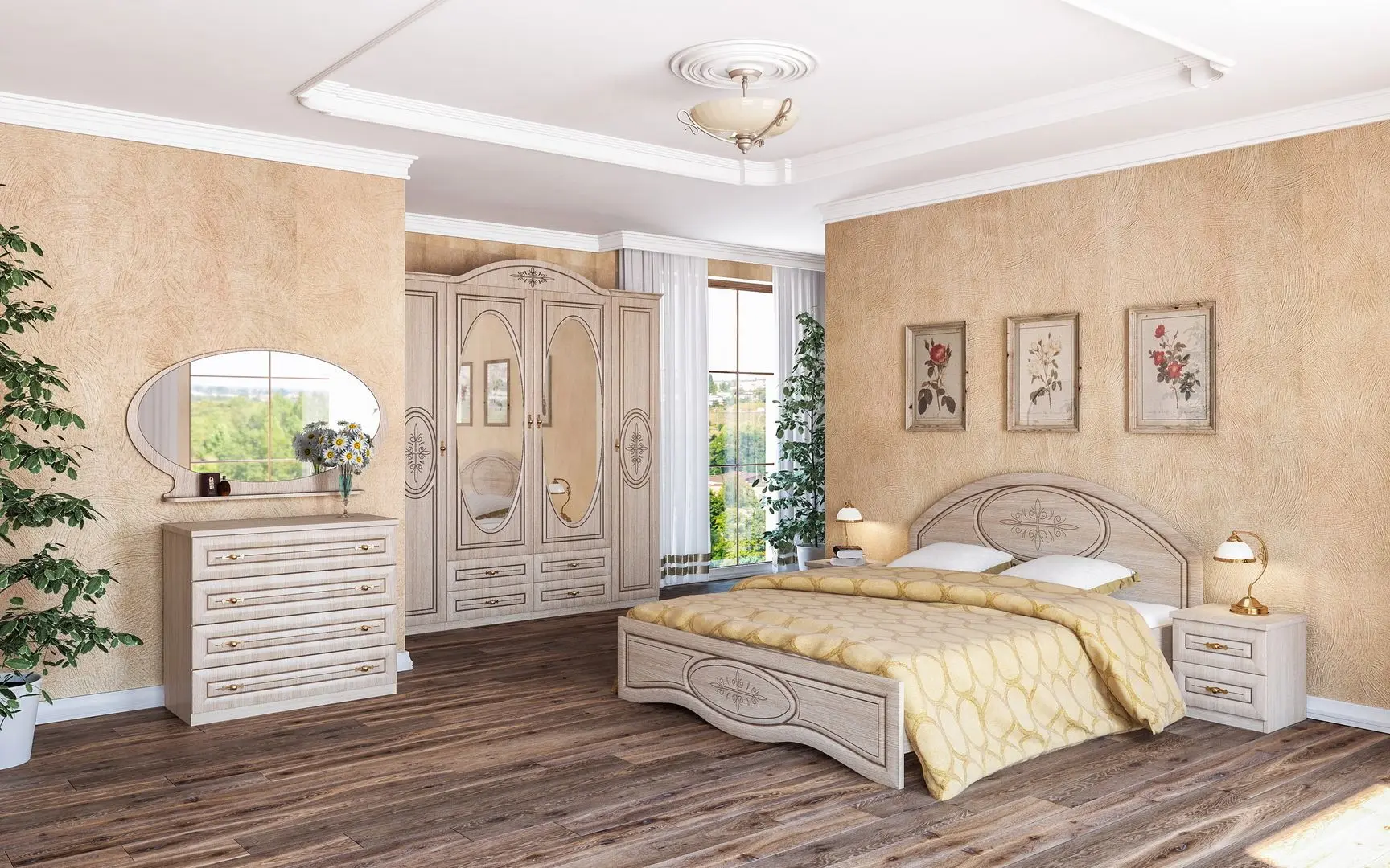 Кровать Неман Василиса К1-160МП Дуб Беленый/Патина Кофе с молоком (с подъем. мех.) - 2