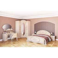 Кровать Неман Василиса К2-160МП Дуб Беленый/Патина Кофе с молоком (с подъем. мех.) Thumb