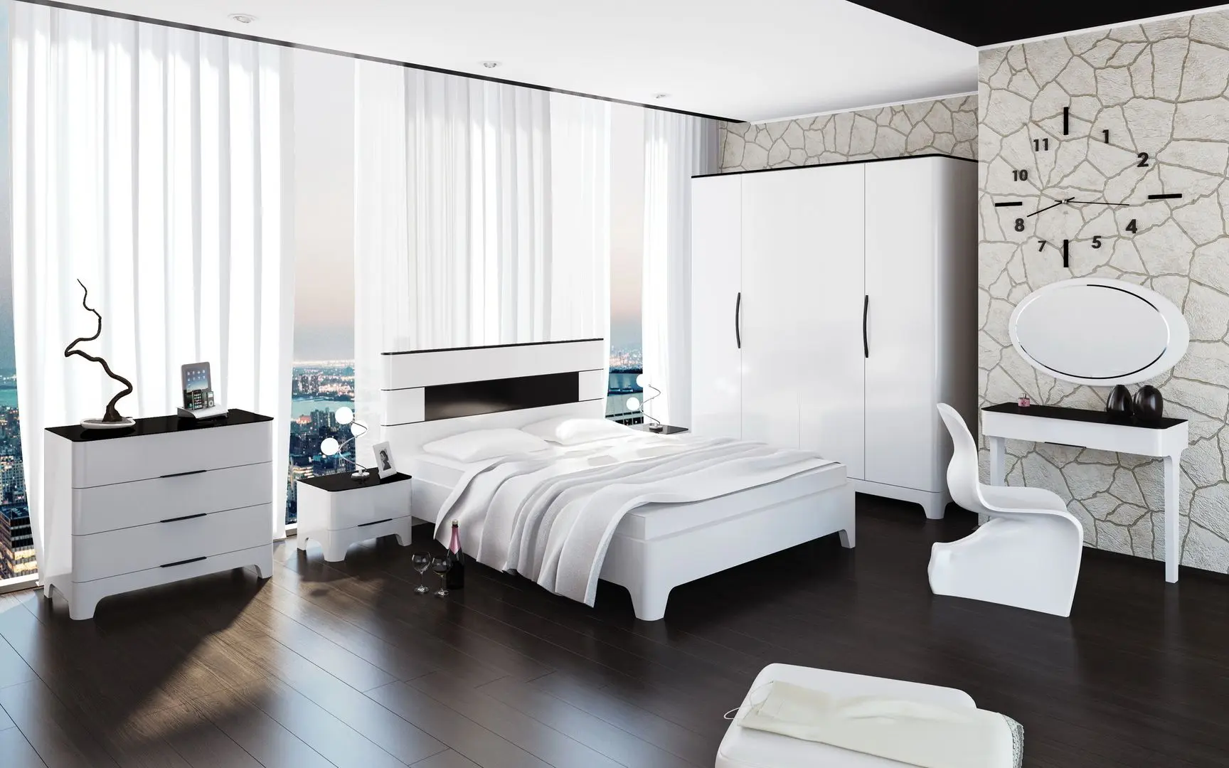 Кровать Неман Верона МН-024-01 160x200 (Белый Глянец/Черный Матовый) - 4