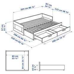 Pat Ikea Brimnes Afjall 80x200 (Alb/Fermitate Medie) Thumb