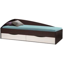 Кровать асимметричная Олмеко Фея-3 80х190 (Венге/Вудлайн Кремовый)