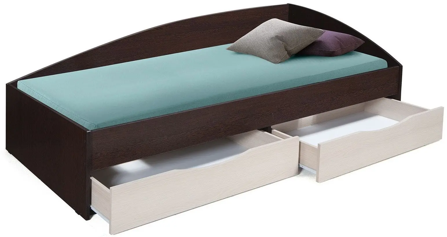 Кровать асимметричная Олмеко Фея-3 80х190 (Венге/Вудлайн Кремовый) - 3