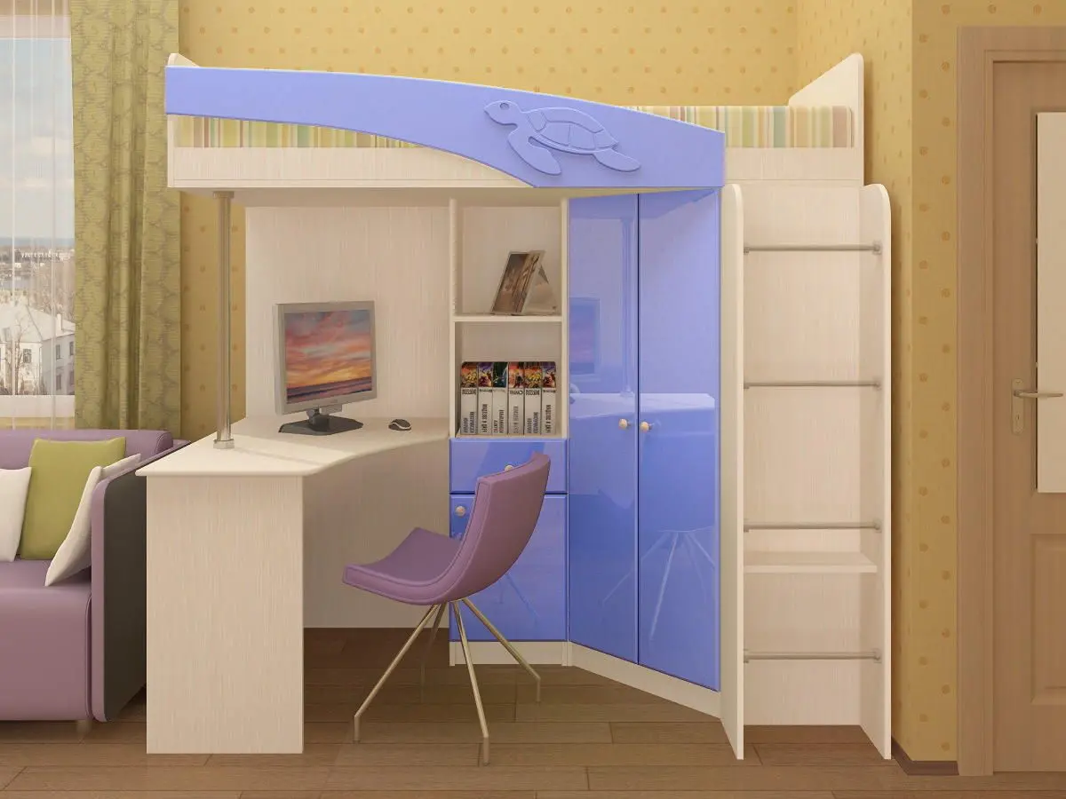 Pat-mansarda Олмеко Adel-2 (Lindbergh Oak/Blue Metallic) - 2