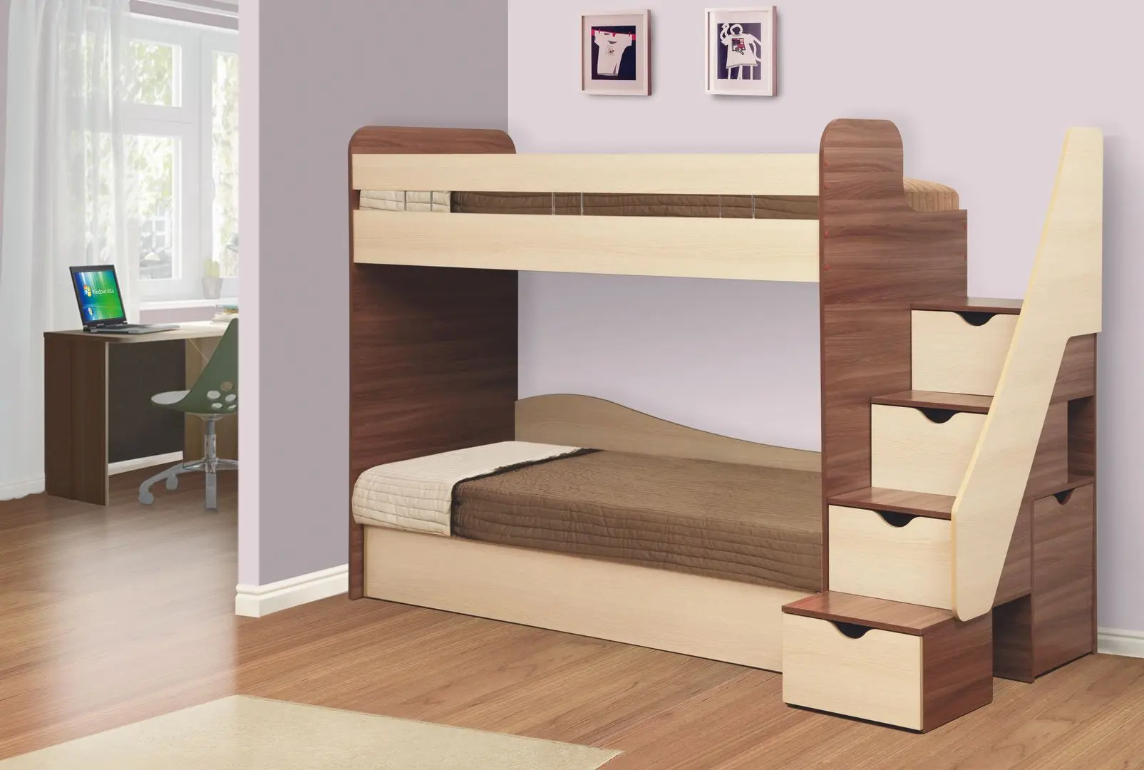 Pat supraetajat Олмеко Adel-3 80x190 (Ash Shimo Dark/Lindberg Oak) - 3