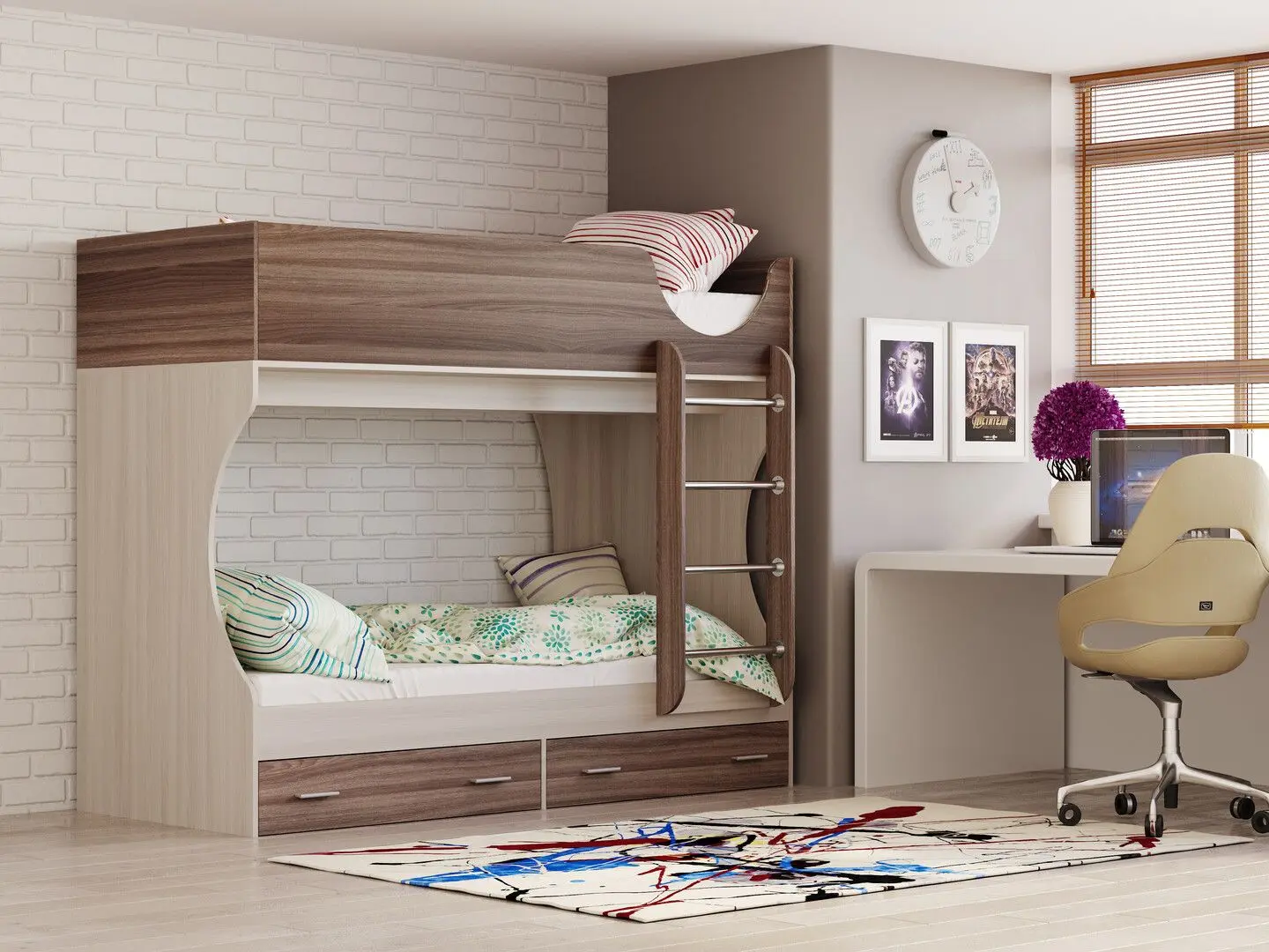 Pat supraetajat Олмеко Adel-D2 80x190 (Ash Shimo Light/Ash Shimo Dark) - 3