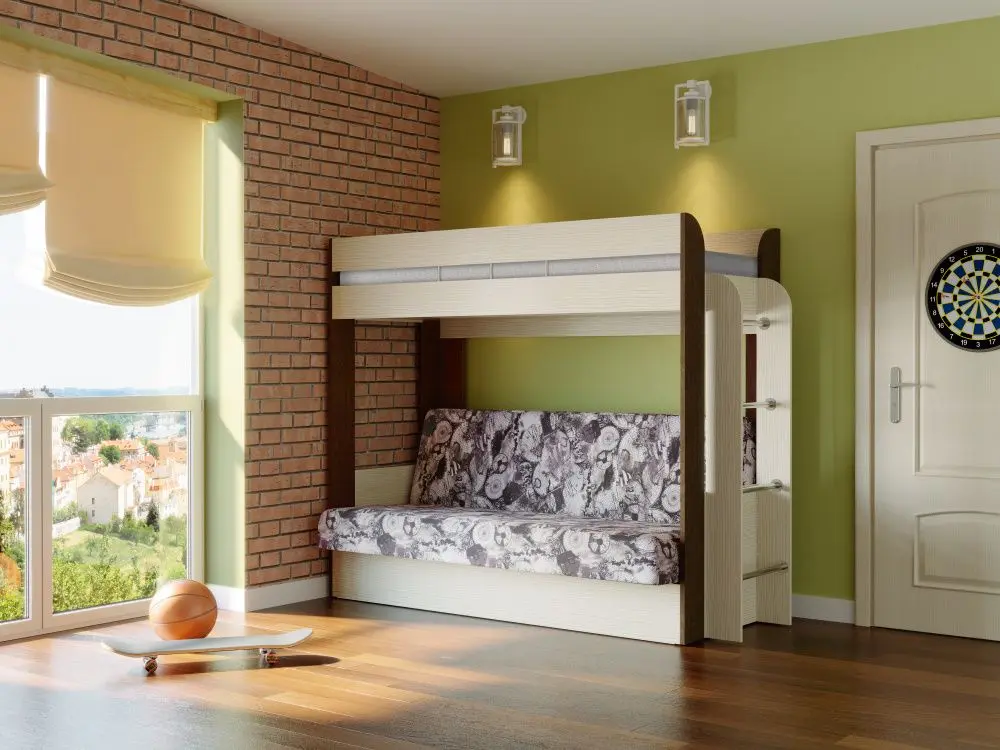 Кровать двухъярусная Олмеко Немо Дуб Линдберг/Венге/Лас Вегас (с матрасом) - 2