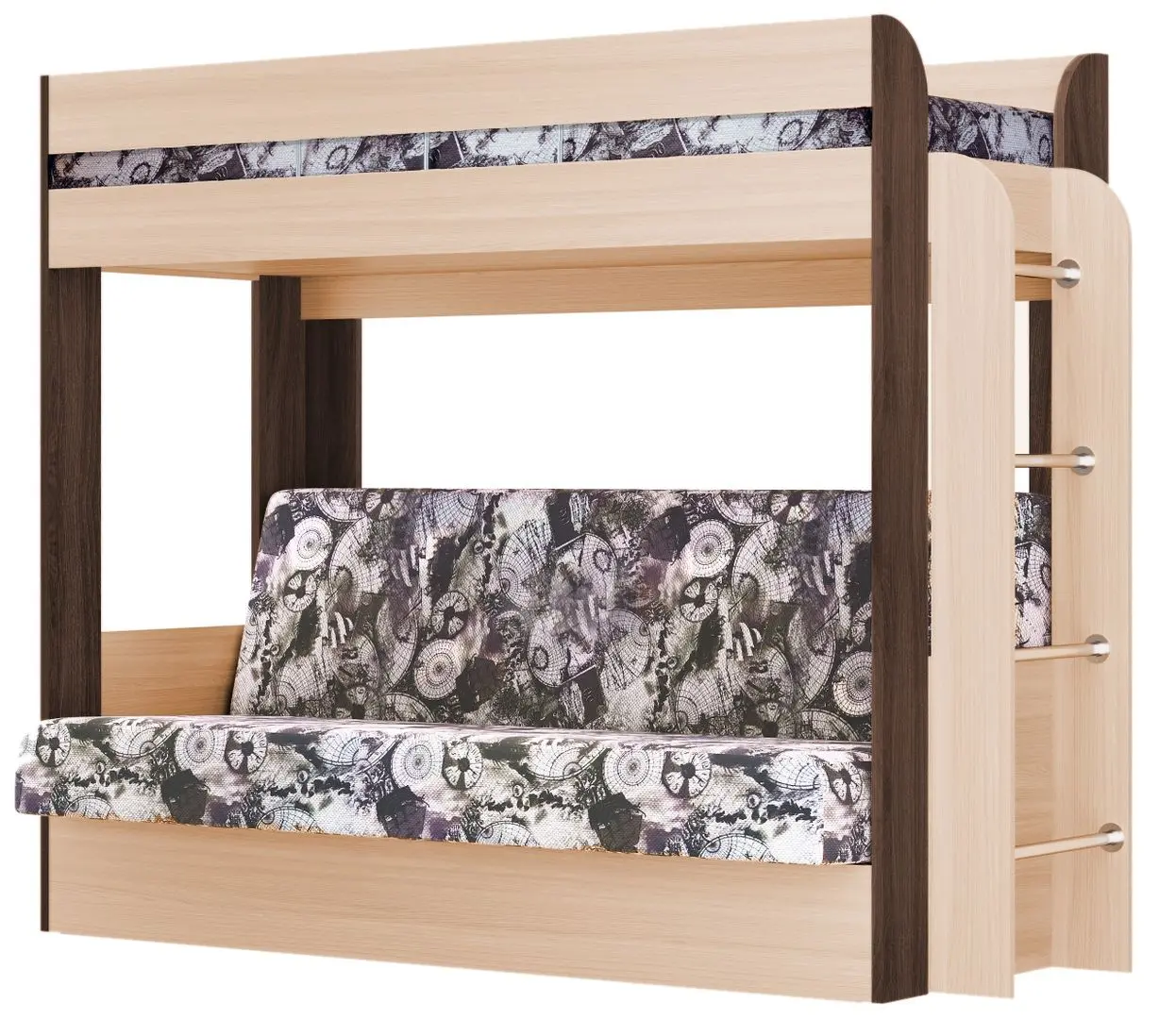 Кровать двухъярусная Олмеко Немо Дуб Линдберг/Венге/Лас Вегас (с матрасом)