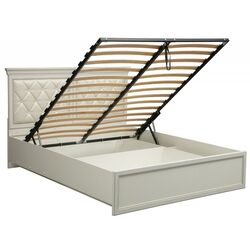 Кровать Олмеко Эльмира 40.12-02 Белый/Белая Кожа Патина (с подъем. мех.) Thumb