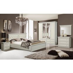 Кровать Олмеко Эльмира 40.12-02 Белый/Белая Кожа Патина (с подъем. мех.) Thumb