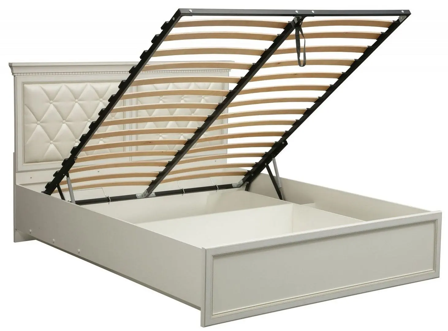 Кровать Олмеко Эльмира 40.12-03 Белый/Белая Кожа Патина (с подъем. мех.) - 6