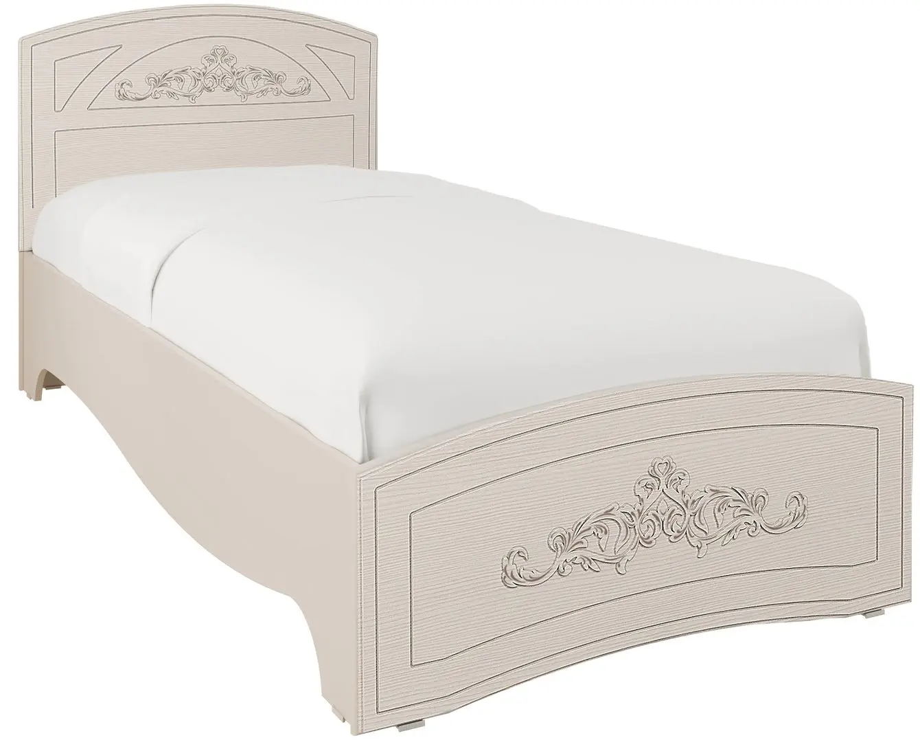 Кровать Олмеко Каролина 120x200 Патина/Вудлайн Кремовый/Сандал Белый (с ортоп. основанием)