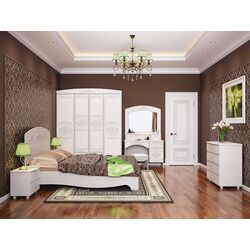 Кровать Олмеко Каролина 140x200 Патина/Вудлайн Кремовый/Сандал Белый (с ортоп. основанием) Thumb