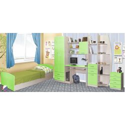 Кровать Олмеко Лего-2 80x200 (Дуб Линдберг/Эвкалипт Металлик) Thumb