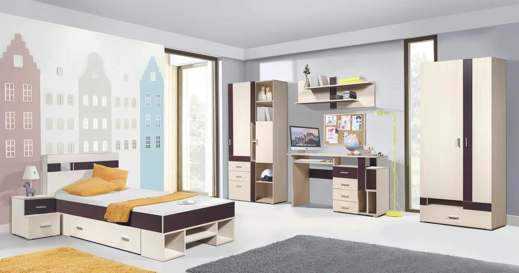 Pat Олмеко Nekst 06.296 90x200 (Woodline Cream/Eggplant) - 5