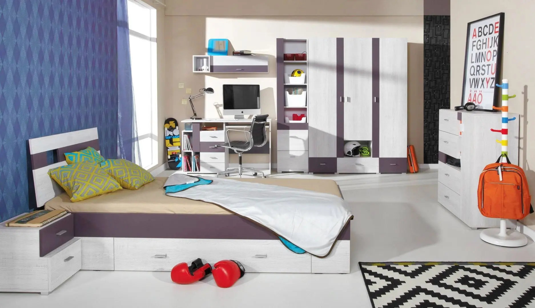 Pat Олмеко Nekst 06.296 90x200 (Woodline Cream/Eggplant) - 4