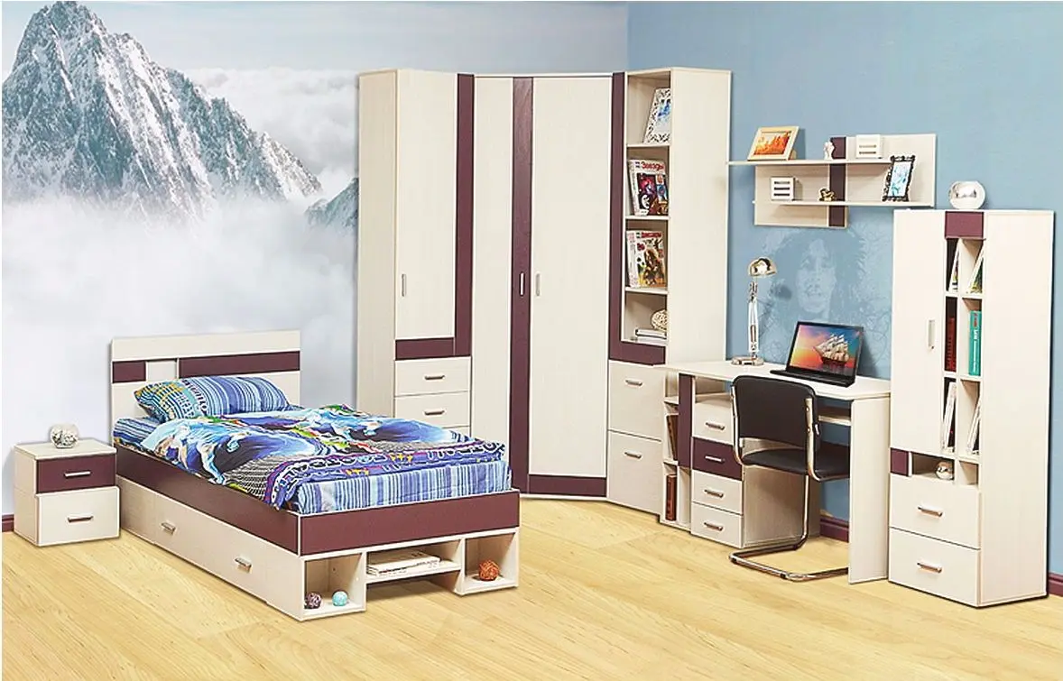 Pat Олмеко Nekst 06.296 90x200 (Woodline Cream/Eggplant) - 3