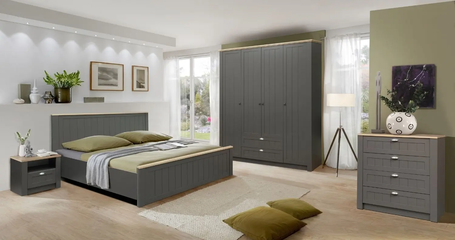 Кровать Олмеко Прованс 37.24-01 140x200 Диамант Серый/Дуб Каньон (ламельное основание) - 3