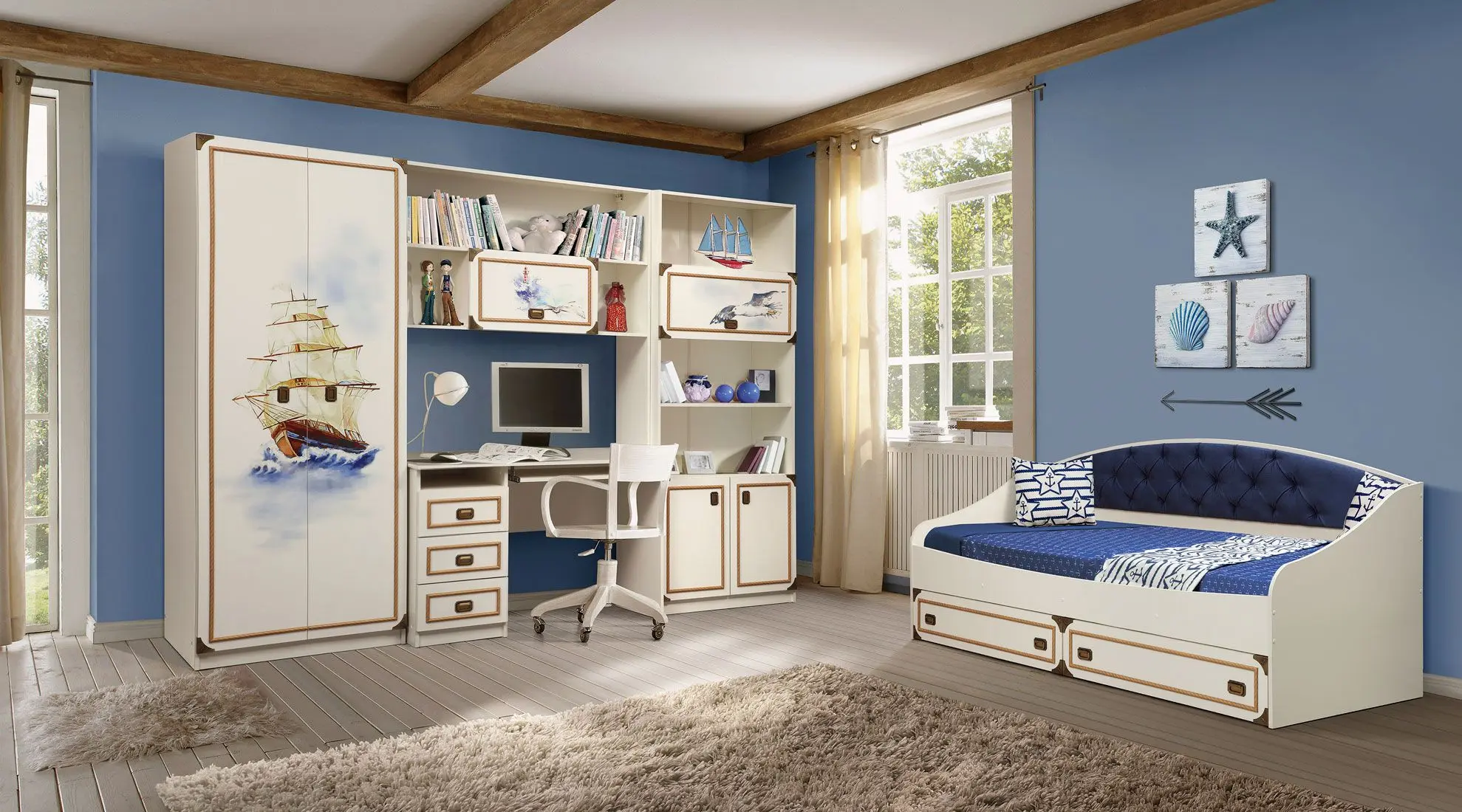 Кровать Олмеко Севилья-16 (Белый/Нэви) - 3