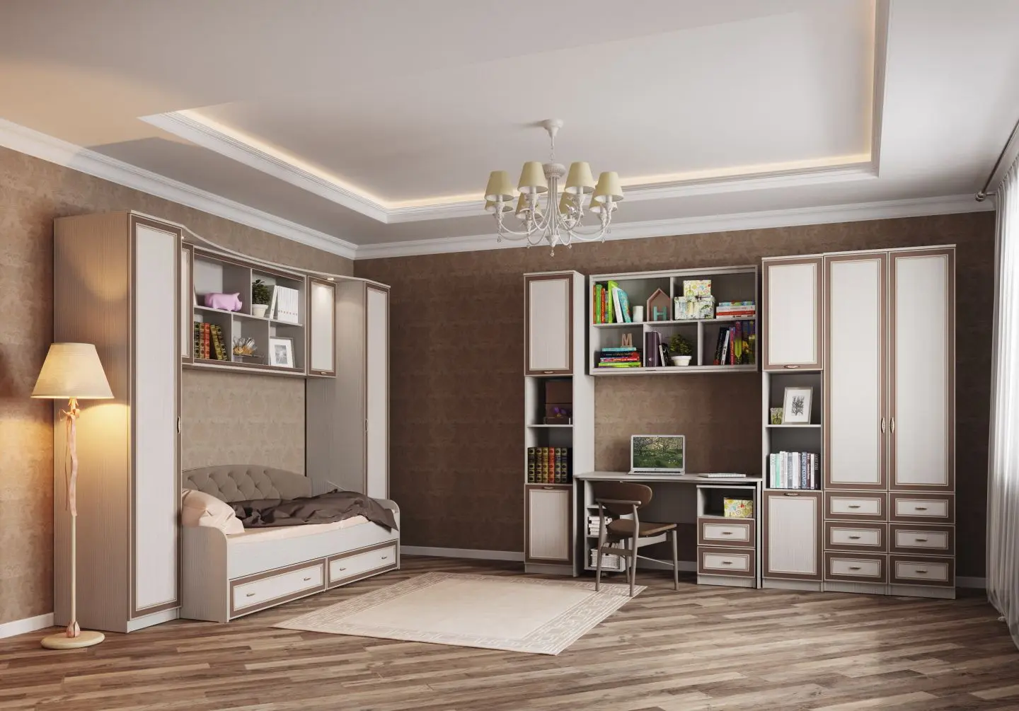 Pat Олмеко Toni-4 80x200 (Woodline Cream/Arusha Wenge/Coffee with milk) - 3