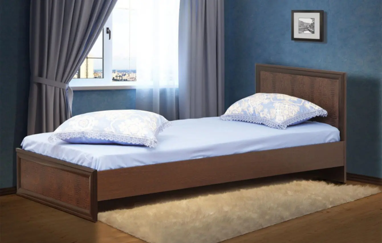 Кровать Олмеко Волжанка 06.258 90x200 (Венге/Темно-Коричневый) - 2