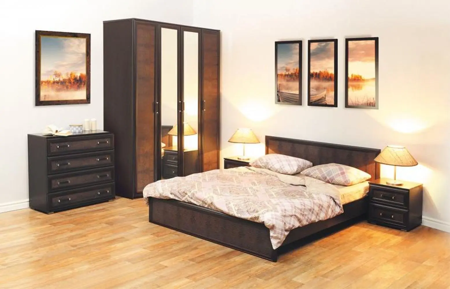 Кровать Олмеко Волжанка 06.260 ламельное основание 160x200 (Венге/Темно-Коричневый) - 4