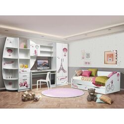 Кровать симметричная Олмеко Фея-3 Париж 90х200 (Белый) Thumb