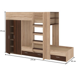 Двухъярусная кровать Пехотин Немо (Дуб Сонома/Орех) Thumb