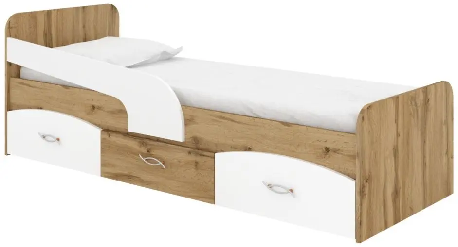 Кровать Пехотин Милка 80x190 (Дуб Тахо/Белый)