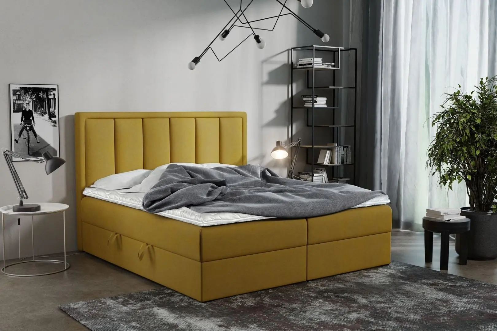 Pat continental Prime Furniture Voxi 160x200 cm Kronos 1 (Yellow)